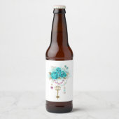 Turquoise-Rozen met Keys Bier Etiket (Voorkant)