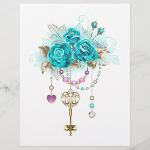 Turquoise-Rozen met Keys Briefhoofd