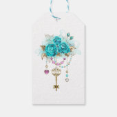 Turquoise-Rozen met Keys Cadeaulabel (Achterkant)
