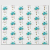Turquoise-Rozen met Keys Cadeaupapier (Vlak)