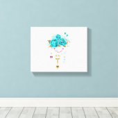 Turquoise-Rozen met Keys Canvas Afdruk (Insitu (Houten vloer))