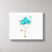 Turquoise-Rozen met Keys Canvas Afdruk (Voorkant)