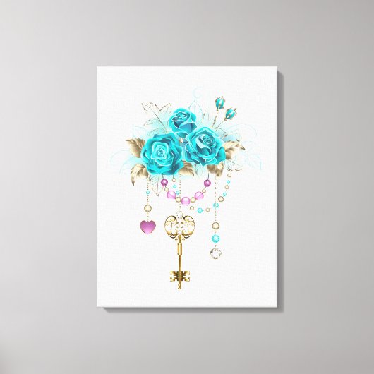 Turquoise-Rozen met Keys Canvas Afdruk (Voorkant)