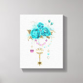 Turquoise-Rozen met Keys Canvas Afdruk (Voorkant)