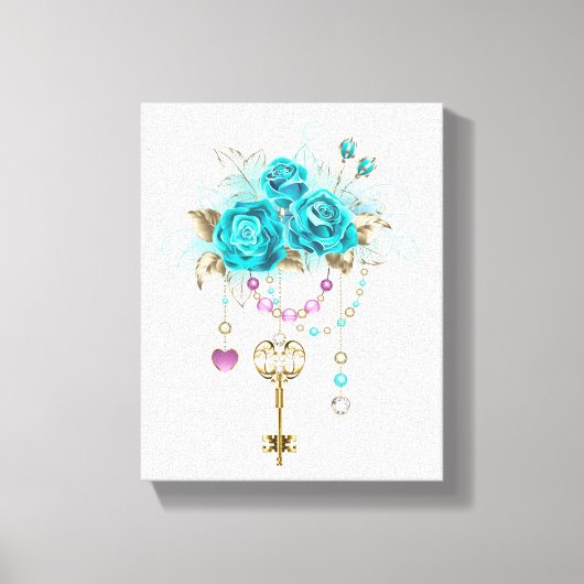 Turquoise-Rozen met Keys Canvas Afdruk (Voorkant)