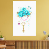 Turquoise-Rozen met Keys Canvas Afdruk (Insitu (Woonkamer))
