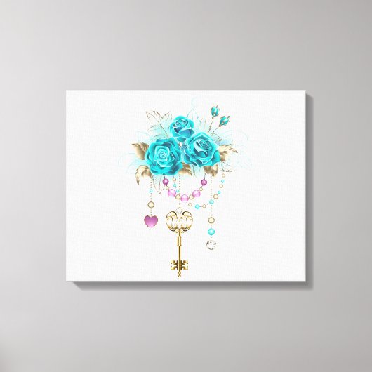 Turquoise-Rozen met Keys Canvas Afdruk (Voorkant)