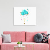 Turquoise-Rozen met Keys Canvas Afdruk (Insitu (Woonkamer))