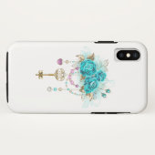Turquoise-Rozen met Keys Case-Mate iPhone Case (Achterkant (horizontaal))