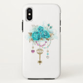 Turquoise-Rozen met Keys Case-Mate iPhone Case (Achterkant)
