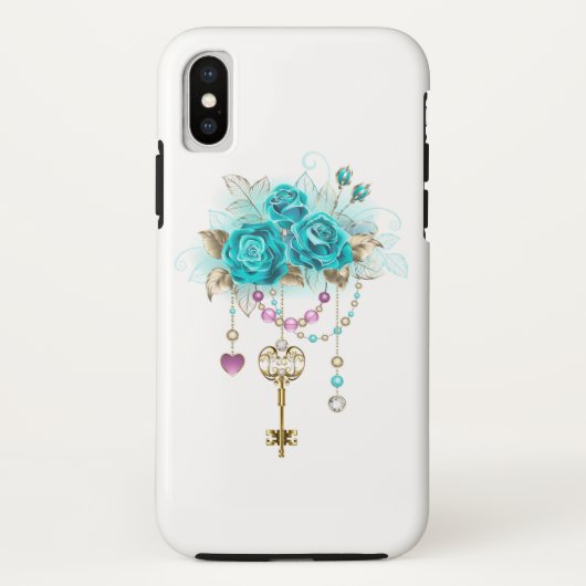 Turquoise-Rozen met Keys Case-Mate iPhone Case (Achterkant)