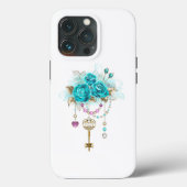 Turquoise-Rozen met Keys Case-Mate iPhone Case (Achterkant)
