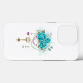 Turquoise-Rozen met Keys Case-Mate iPhone Case (Achterkant (horizontaal))