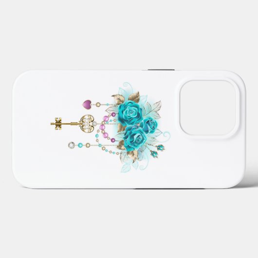 Turquoise-Rozen met Keys Case-Mate iPhone Case (Achterkant (horizontaal))