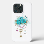 Turquoise-Rozen met Keys Case-Mate iPhone Case (Achterkant)