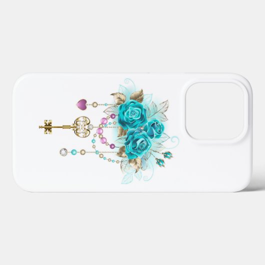 Turquoise-Rozen met Keys Case-Mate iPhone Case (Achterkant (horizontaal))