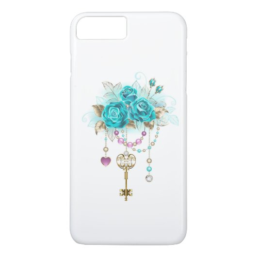 Turquoise-Rozen met Keys Case-Mate iPhone Case (Achterkant)