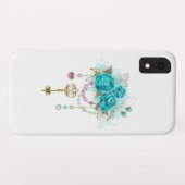 Turquoise-Rozen met Keys Case-Mate iPhone Case (Achterkant (horizontaal))