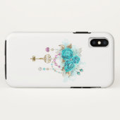 Turquoise-Rozen met Keys Case-Mate iPhone Case (Achterkant (horizontaal))