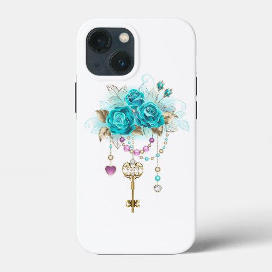 Turquoise-Rozen met Keys Case-Mate iPhone Case (Achterkant)