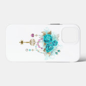 Turquoise-Rozen met Keys Case-Mate iPhone Case (Achterkant (horizontaal))