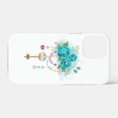 Turquoise-Rozen met Keys Case-Mate iPhone Case (Achterkant (horizontaal))