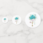 Turquoise-Rozen met Keys Confetti (Achterkanten)