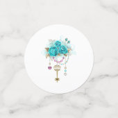 Turquoise-Rozen met Keys Confetti (Kleine voorkant)
