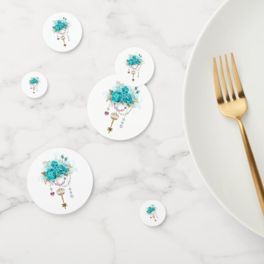 Turquoise-Rozen met Keys Confetti (Groep)