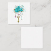 Turquoise-Rozen met Keys Contactkaartje (Voorkant / Achterkant)