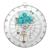 Turquoise-Rozen met Keys Dartbord (Voorkant)