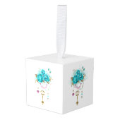 Turquoise-Rozen met Keys Decoratie (Voorkant hoekig)