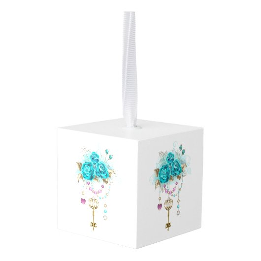 Turquoise-Rozen met Keys Decoratie (Achter hoekig)