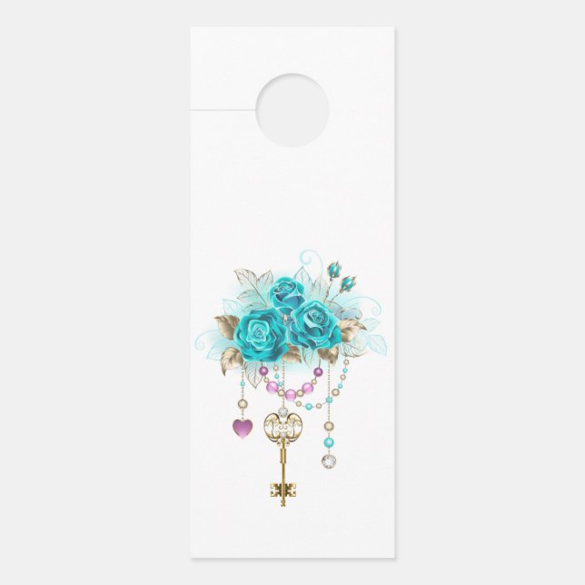 Turquoise-Rozen met Keys Deurhanger (Voorkant)