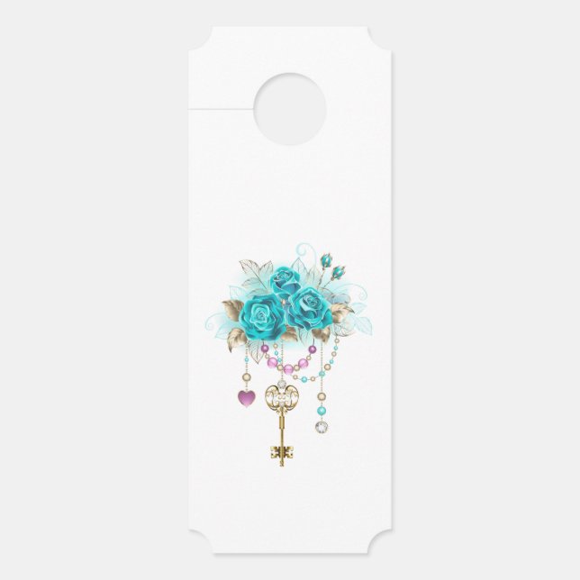 Turquoise-Rozen met Keys Deurhanger (Voorkant)