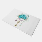 Turquoise-Rozen met Keys Deurmat (Schuin)