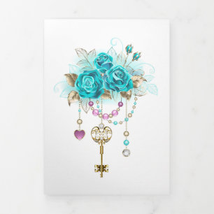 Turquoise-Rozen met Keys Drieluik Kaart