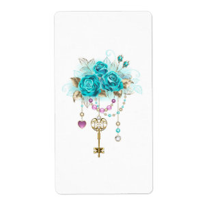 Turquoise-Rozen met Keys Etiket