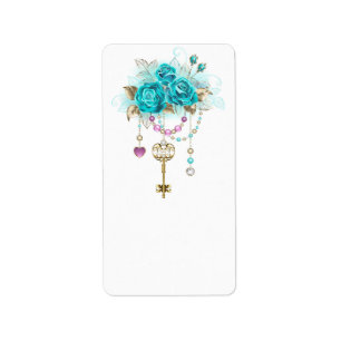 Turquoise-Rozen met Keys Etiket