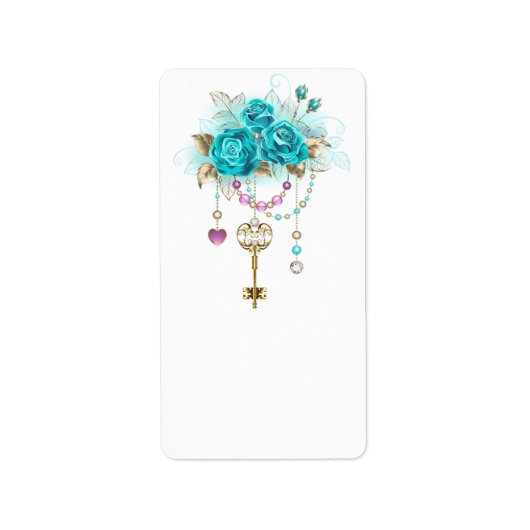 Turquoise-Rozen met Keys Etiket (Voorkant)