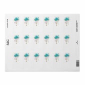 Turquoise-Rozen met Keys Etiket (Full Sheet)