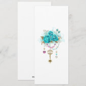 Turquoise-Rozen met Keys Feestdagenkaart (Voorkant / Achterkant)
