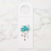Turquoise-Rozen met Keys Flessenhanger (Voorkant)