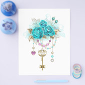 Turquoise-Rozen met Keys Flyer (Enkel)