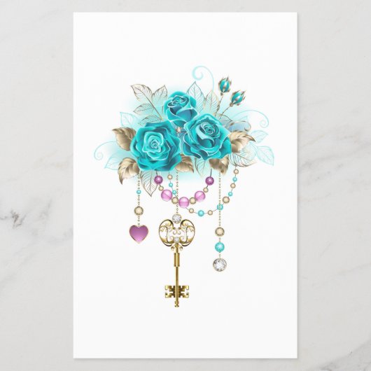 Turquoise-Rozen met Keys Flyer (Voorkant)