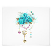 Turquoise-Rozen met Keys Foto Afdruk (Voorkant)
