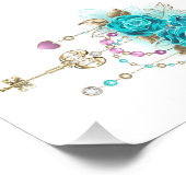 Turquoise-Rozen met Keys Foto Afdruk (Hoek)