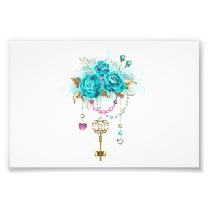 Turquoise-Rozen met Keys Foto Afdruk