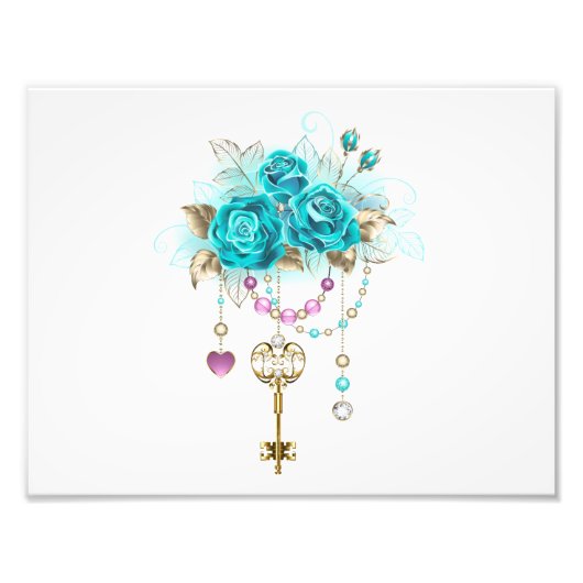 Turquoise-Rozen met Keys Foto Afdruk (Voorkant)