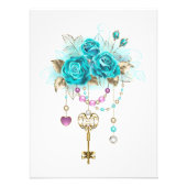 Turquoise-Rozen met Keys Foto Afdruk (Voorkant)